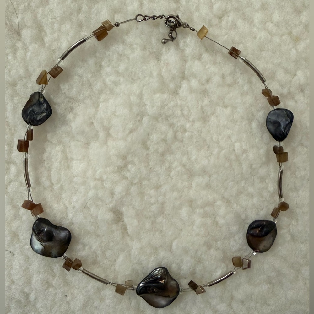 Brown and Silver Shell Necklace